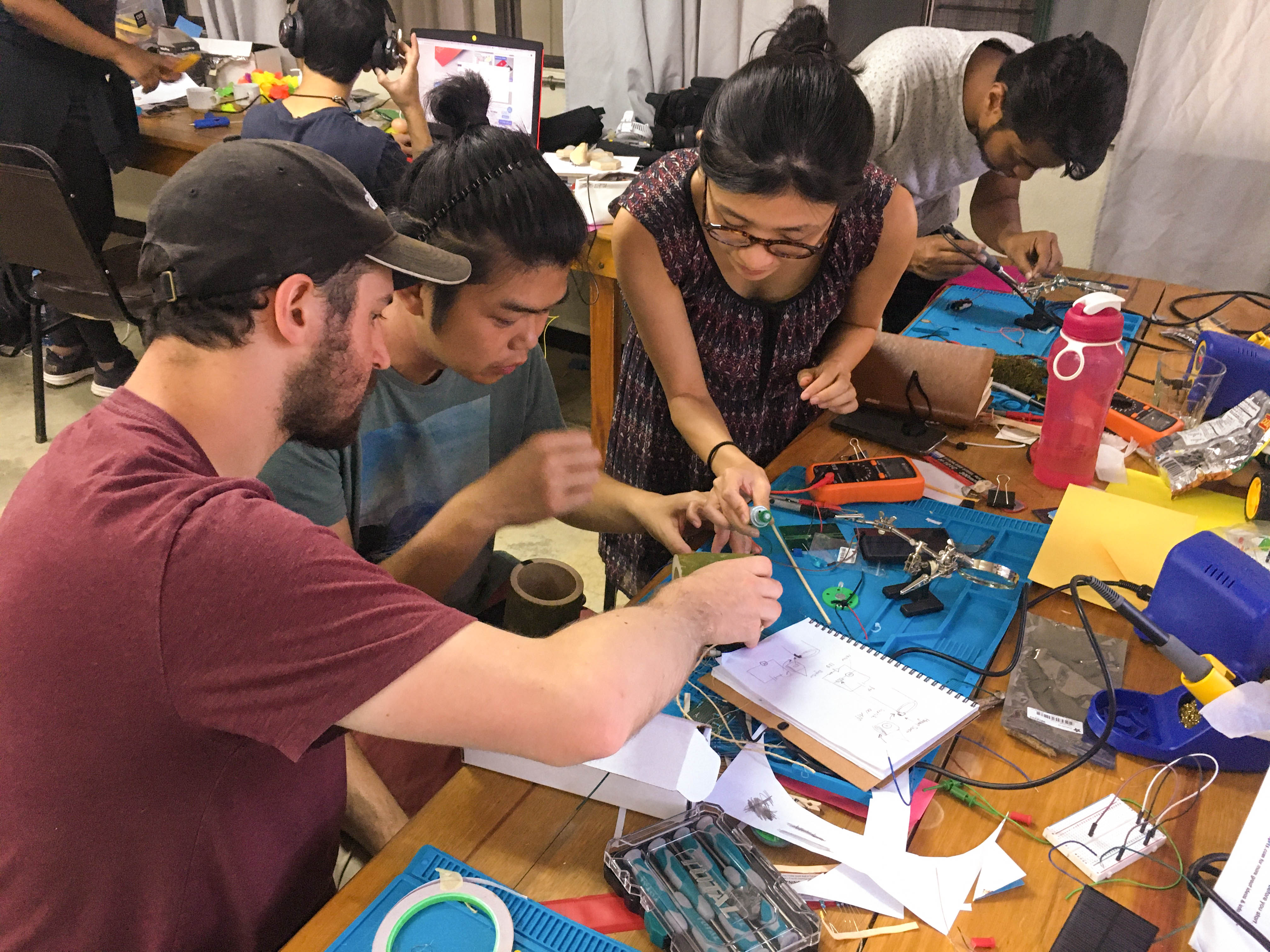 Students learning about electronics